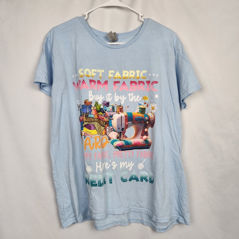 Gildan Short Sleeve Tshirt Size‎ 2XL Sewing Theme Funny Blue Colorful Graphic